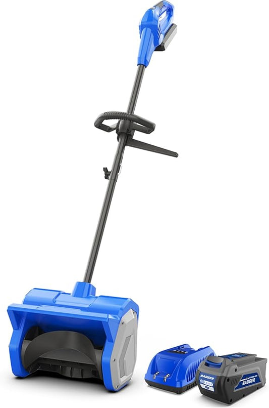 WILD BADGER POWER Electric Snow Shovel 40V 15" Cordless Brushless with 4.0Ah Battery and Charger for Wet Snow and Heavy Snow