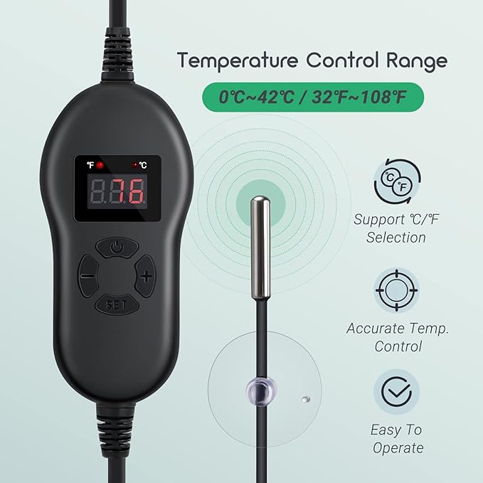 LUXBIRD 2 Pack Seedling Heat Mats with Digital Thermostat Controller, 10" x 20.75" 30W for Seed Starting, Germination, Hydroponics, Brewing, Breeding, Greenhouses (LB-HT02)