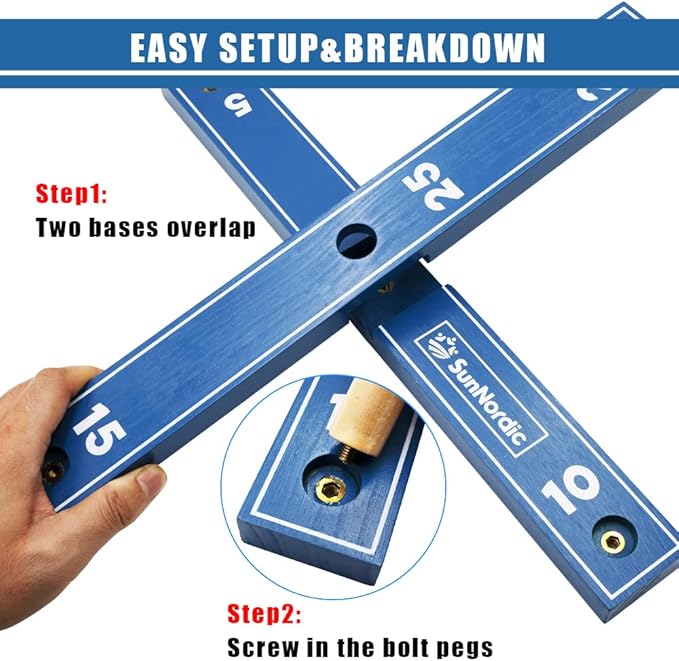 Wooden Ring Toss Game Set, Backyard Beach Camping Game with Toss Rings & Portable Carrying Bag, Outdoor Lawn & Yard Games for Kids, Adults & Family