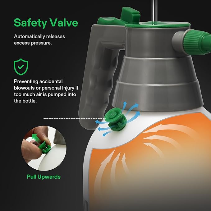 VIVOSUN 0.5Gal Handheld Garden Sprayer, 2L Pump Sprayer, 68 Oz Water Spray Bottle with Safety Valve, Adjustable Nozzle, Extended Spray Rod & Additional Seals, Ideal for Watering, Fertilizing, Cleaning
