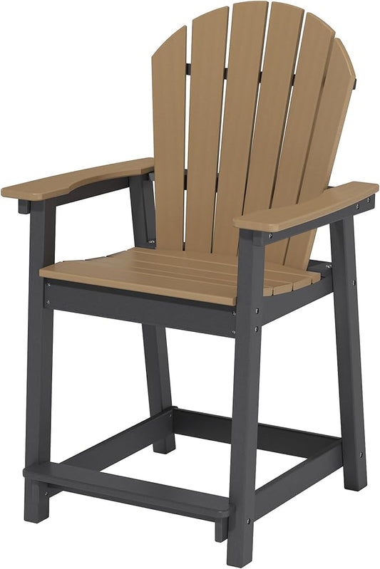 Outdoor Tall Adirondack Chair, HDPE Weather Resistant Outdoor Chair for Garden, Backyard, Poolside, Capacity 400LBS (1 PC, Chocolate & Black)