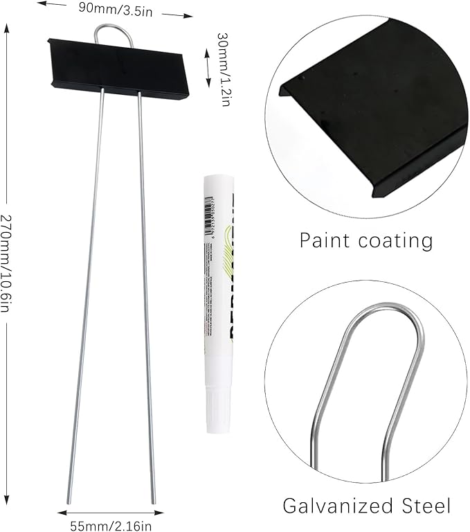 Plant Labels Metal Stainless Steel Garden Plant Markers Weatherproof Stake Tag Garden Plant Tags with Pen for Outdoor Seedling Flower Herb Vegetable Greenhouse(30 Pack) (Black)