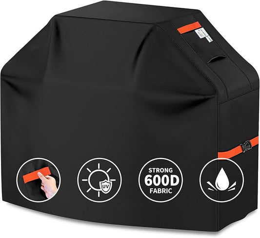Grill Cover 600D Heavy Duty, Universal Fit Waterproof BBQ Grill Protector with Adjustable Straps, Weatherproof Outdoor Oven Cover for All Seasons