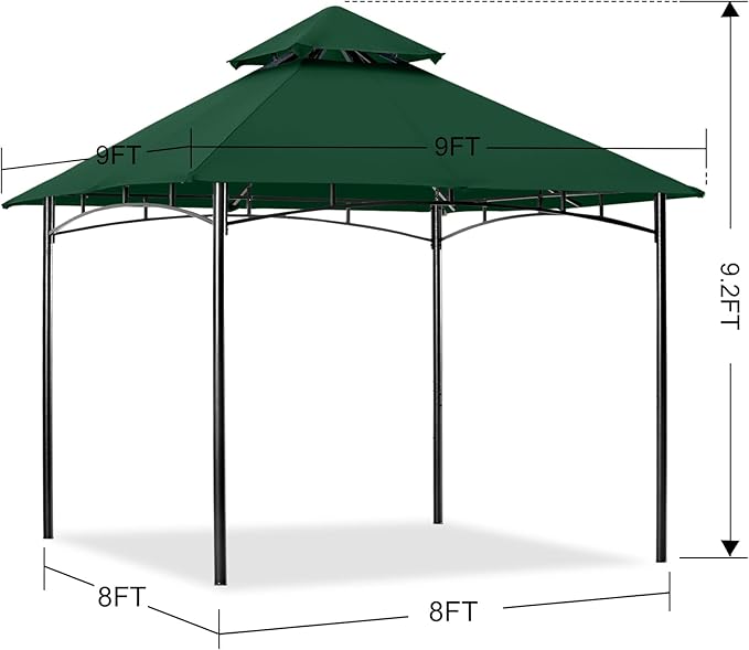 MASTERCANOPY Outdoor Garden Gazebo for Patios with Stable Steel Frame (9x9, Forest Green)