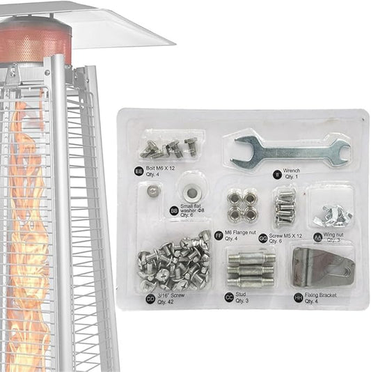 Pyramid Propane Patio Heater Master Bolt Set Replacement Parts - Square Glass Tube Patio Heater Replacement Hardware Parts (Replace Screws)