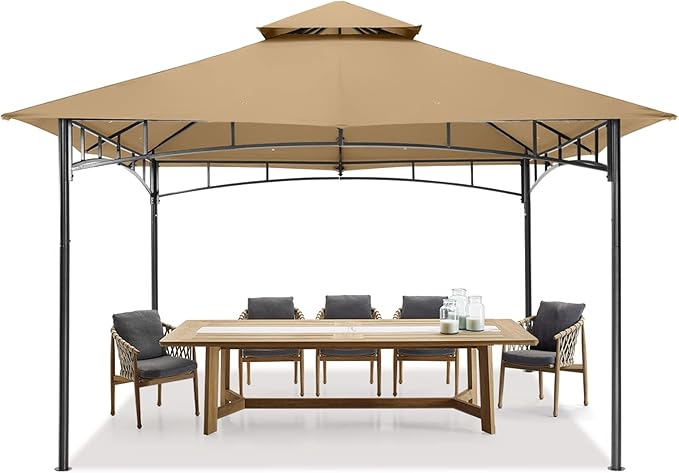 MASTERCANOPY Outdoor Garden Gazebo for Patios with Stable Steel Farme (10x12,Beige)