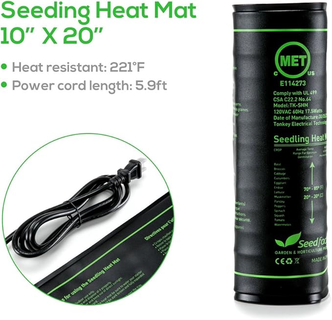 MET Certified 2 Pack Seedling Heat Mat, Seedfactor Waterproof Durable Germination Station Heat Mat, Warm Hydroponic Heating Pad for Indoor Home Gardening Seed Starter(10" X 20")