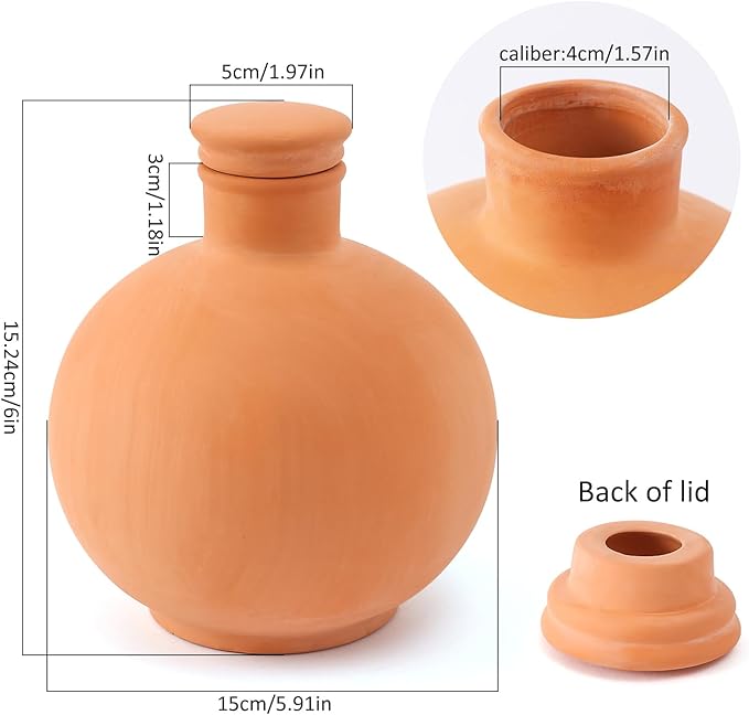 2pcs Ollas 6in-Terracotta Plant Watering Globes Self Watering Planter with Terra Cotta Clay Irrigation Pots Terracotta Watering Pots Large Simple Irrigation Peripheral Water