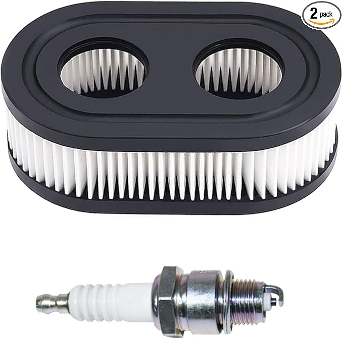 593260 Air Filter with Spark Plug for Lawn Mower, Air Filter Set for 500EX 550E 625EX 725EXi, Replacement Parts for TB110 TB115 TB200 TB230 TB330 TB370 Lawn Mower Engines (1 Air Filter,1 Spark Plug)