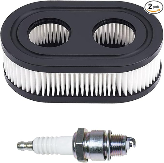 593260 Air Filter with Spark Plug for Lawn Mower, Air Filter Set for 500EX 550E 625EX 725EXi, Replacement Parts for TB110 TB115 TB200 TB230 TB330 TB370 Lawn Mower Engines (1 Air Filter,1 Spark Plug)