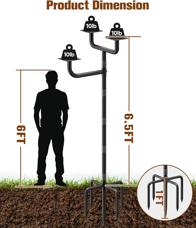 3 Holders Upgrade Bird House Pole with 90inch for Outdoor Bird Feeder Bath, Heavy Duty Adjustable Birdhouse Stand with 4 Plates & 5 Prong Base for Garden, Yard(NO Birdhouse & Birdbath)