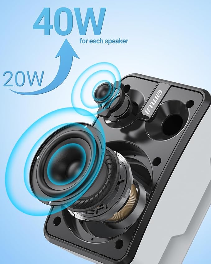 Inwa Outdoor Bluetooth Speakers, IPX5 Waterproof 400W Wall Mount Speaker, Powerful Indoor/Outdoor Sound System, Wireless Sync Up to 100 Speakers, Suitable for Patio/Porch/Gazebo/Garage(MZ-621, Pair)