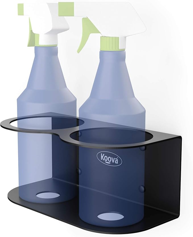 Koova 2 All-Purpose Spray Bottle Holder | Easy Install Wall Mount Hardware Included | Heavy-Duty Powder Coated Steel Storage Rack for Garage And Home | Craft Workspace Paint Bottle Organizer USA Made