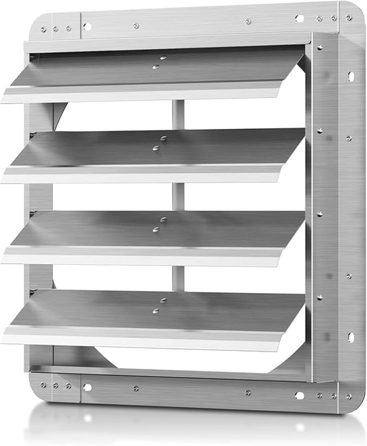 18 Inch Galvanized Shutter Exhaust Louver Vent, Automatic Gravity Shutter Louver Vent for Home Attics, Workshops, Barn, Greenhouse (Motor&Blades are not Included)