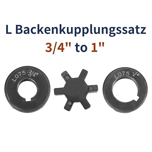 uxcell 3/4" to 1" L075 Flexible 3-Piece L-Jaw Coupling Coupler Set & Buna-N NBR Rubber Spider for Log Splitter Hybrid Equipment