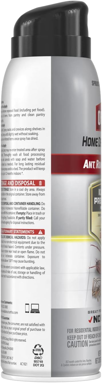 Ortho Home Defense Max Ant, Roach and Spider1: Indoor Insect Spray, Kills Ants, Beetles, Cockroaches and Spiders (as Listed), No Fumes, 14 oz.