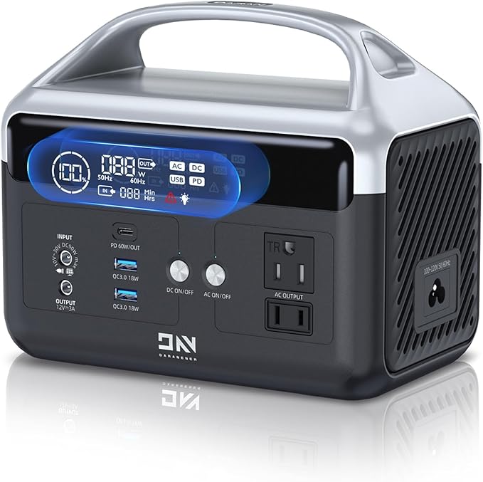 Portable Power Station 56000mAh, 179.2Wh Solar Generator LiFeP04 Battery with 2 AC Outlets 300W (600W Surge), 1.5hrs Fast Charging, Power Bank for Home Use, Outdoor Camping, Emergency, RVs, Outage