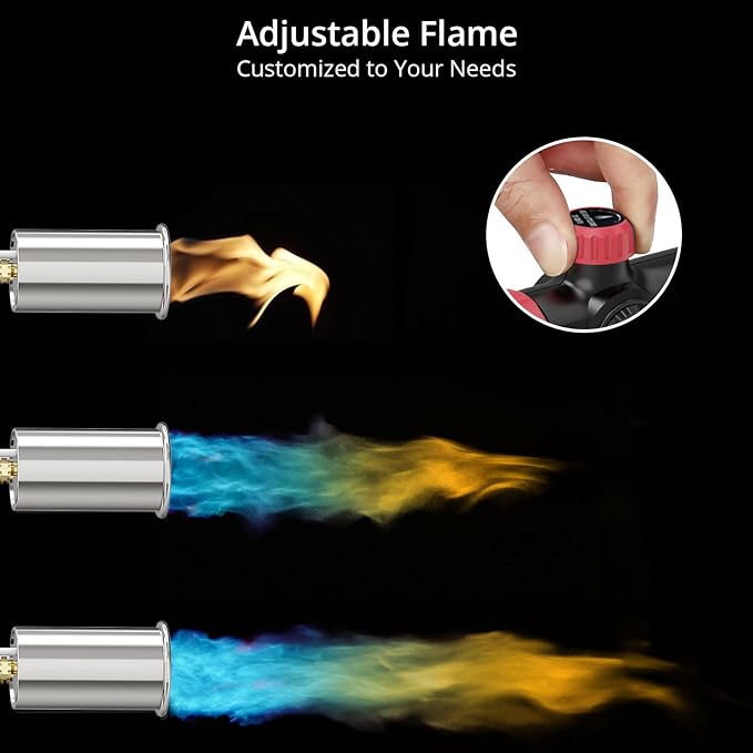 Sondiko Powerful Grill & Cooking Propane Torch L8010, Sous Vide, Campfire Starter, Adjustable Wood Torch Burner for Searing Steak, BBQ, Welding(Red & Black) Propane Tank Not Included