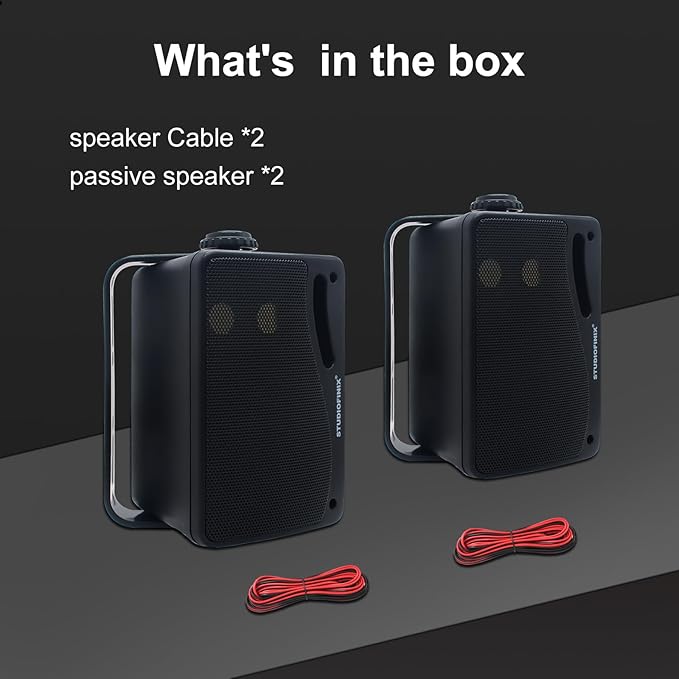 STUDIOFINIX Passive Outdoor Speakers Wired Waterproof -3.5 Inch 3 Way 200W Surface Marine & Wall Mount Speakers, Ideal for Home, Boat, Poolside, Patio, Indoor Outdoor Use（Black