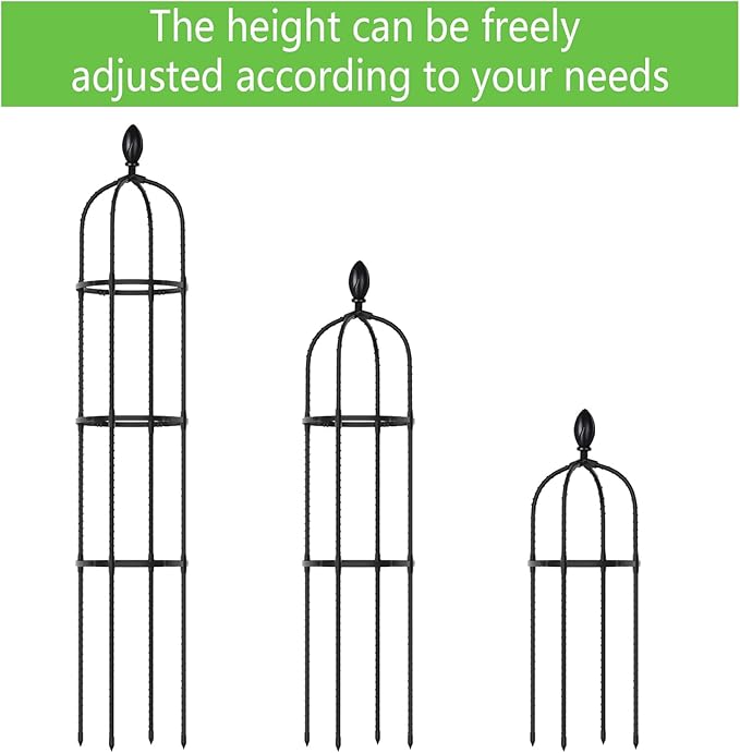 2 Pack 5Ft Tall Garden Obelisk Trellis for Climbing Plants Outdoor, Plant Trellis Garden Tower Trellis for Potted Plant Climbing, Flowers Vegetable Cucumber Trellis