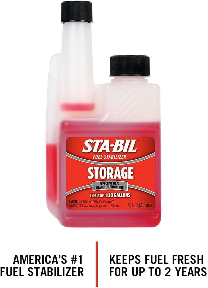 STA-BIL Storage Fuel Stabilizer - Keeps Fuel Fresh for 24 Months - Prevents Corrosion - Gasoline Treatment That Protects Fuel System - Fuel Saver - Treats 20 Gallons - 8 Fl. Oz. (22211) (Pack of 2)