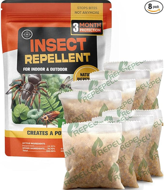Pest Repellent, Indoor Spider Repellent, Natural Mosquito Repellent Outdoor, Bug Repellent Indoor Pet Safe, 3 Months Protection, Keep Pest Out of Home, Garden, Garage, RV, 8 Packs