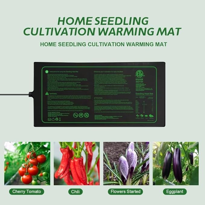 4in1 Seedling Heat Mat,Warm Hydroponic Heating Pad for Indoor Seed Starting,Brewing and Greenhouses,Durable Waterproof Germination Station Heat Mat (20" x 10"- Heat Mat)