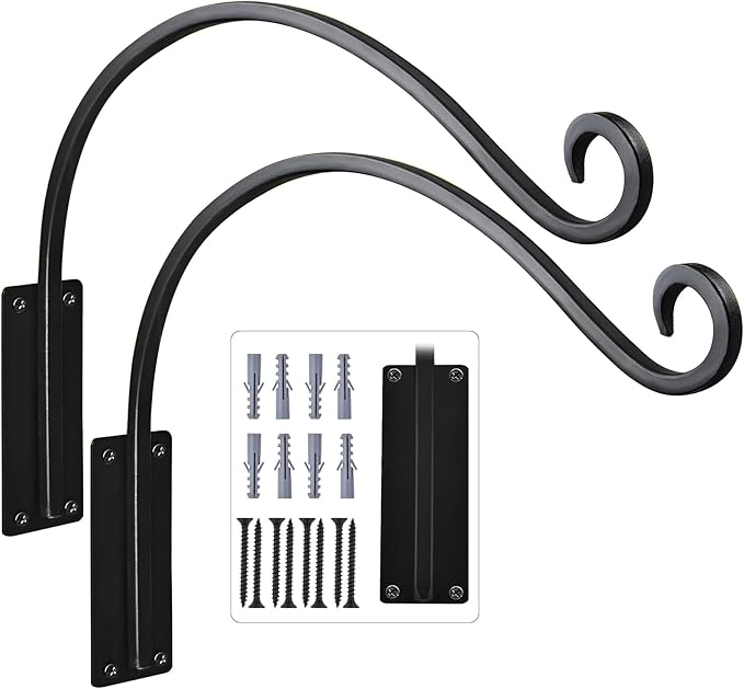 16 Inch Plant Hangers Outdoor 2 Pack,Plant Hanging Hook Bracket for Bird Feeder Hanger,Hanging Plant Hooks for Outside Baskets Lanterns Wind Chimes Outdoor Indoor