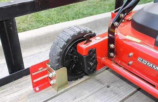 Jungle Jim's Jungle Boot to Secure Push and Some Commercial Mowers or Spreaders to Lawn and Landscape Trailer (Small Mower Boot)