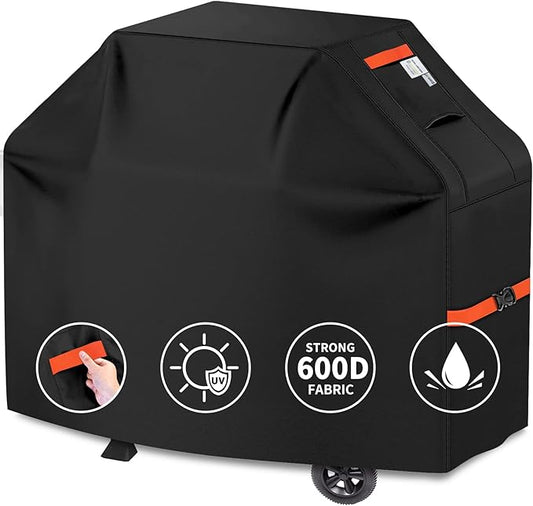 Grill Cover 600D Heavy Duty, Universal Fit Waterproof BBQ Grill Protector with Adjustable Straps, Weatherproof Outdoor Oven Cover for All Seasons