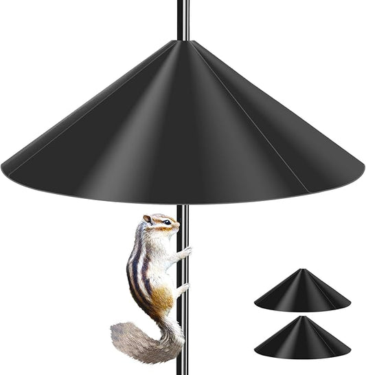 19 Inch Wide Black Squirrel Baffle - Ideal for Bird Feeder Poles, Outdoor Pole Mount Stoppers, and Shepherd’s Hooks Black 2 Pack