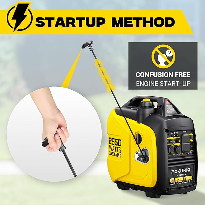 2550-Watt Portable Inverter Generator for Home Use, 1.06Gallon Large Fuel Tank Up to 10 Hours Use, 120V Gas Powered Generator Super Quiet - EPA Compliant-Yellow