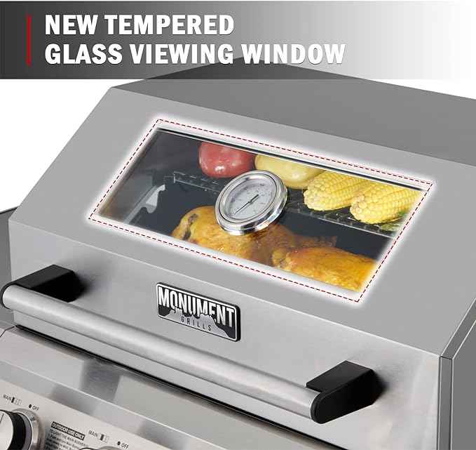 Monument Grills Larger 3-Burner Propane Gas Grills barbeque Stainless Steel Heavy-Duty Cabinet Style with Knob Controls, Outdoor Use, Mesa 300