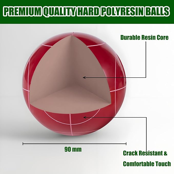 Olsa 90/100/107mm Bocce Balls Set Outdoor Games,Bocci Ball Yard Games Backyard Game Set with 8 Poly-Resin Balls, 1 White Pallino, Premium Carrying Bag, Outdoor Game for Adults Family