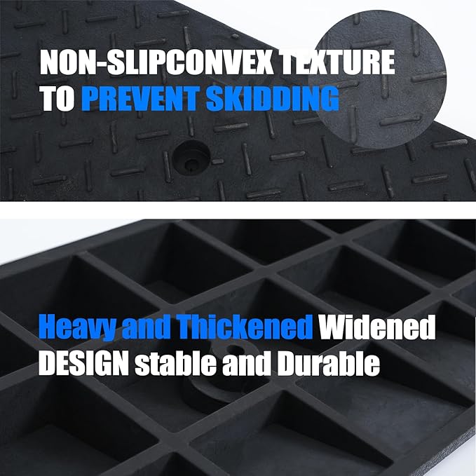 2 Pack 3.1'' Rise Rubber Curb Ramp Heavy Duty Loading Rubber Curb Ramps 3 Tons Driveway Ramp Car Slope Ramp for Loading Dock Bike Vehicle Warehouse Sidewalk Wheelchair (3.1" H)