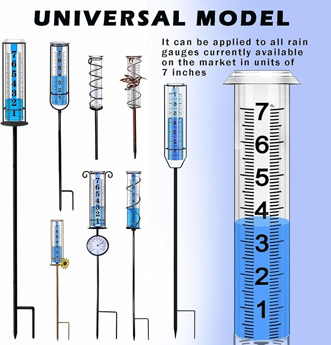 Rain Gauge Replacement Tube, Rain Gauge Outdoor Best Rated Tube,7" Capacity Accurate Rain Gauge Tube, Rain Gauge Outdoor Freeze Proof Measure Tube,2 pc Plastic Rainfall Meter Tube with 1 Brush