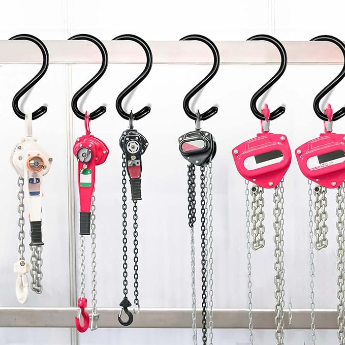 24 Pack 3 Inch S Hooks for Hanging Plants, Small Heavy Duty Vinyl Coated Non-Slip Black Hooks, Pot Rack Closet Hooks for Clothes, Kitchen Utensils, Pots, Pans, Bags