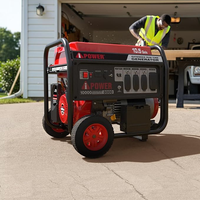 A-iPower 10000-Watt Electric Start Portable Generator, Gas Powered with 420cc OHV Engine, Heavy Duty Generators For Jobsite, Home Use, Emergency (AP10000E)