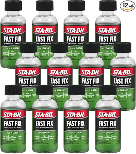 STA-BIL Fast Fix - Small Engine Treatment, Cleans Carburetors & Injectors, Fixes Rough Running Engines, Eliminates Water, Carb Cleaner & Fuel Injector Cleaner, 4oz (12 Pack)