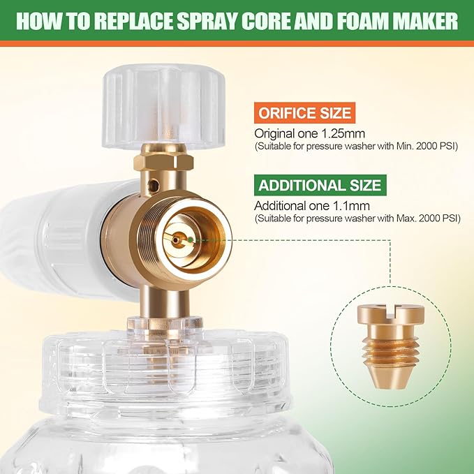 Foam Cannon for Pressure Washer, Pressure Washer Gun with Foam Cannon and 5 Power Washer Sprayer Nozzles Tips for Car Wash Kit Power Washer Gun Foam Soap Cannon for Car Snow Foam Lance