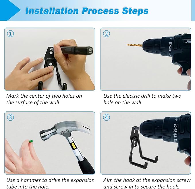 6 Pack Garage Hooks Heavy Duty - Supports 100 lbs, Utility Steel Garage Hanger & Organizer for Organizing Garden Lawn Tools, Ladders, Garden Hose, Digging Shovel, Bikes, Ropes (Orange)