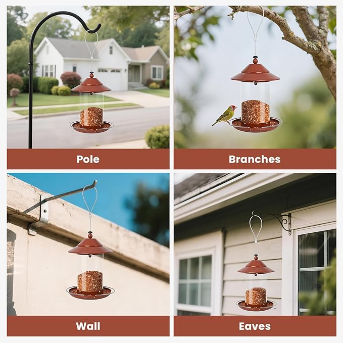 Metal Bird Feeder for Outdoors – 2.4LB Hanging Bird Feeder with 360-degree, Weatherproof & Rust-Resistant, Easy to Fill & Clean for Wild Bird Feeders in Backyard & Garden(2pcs)