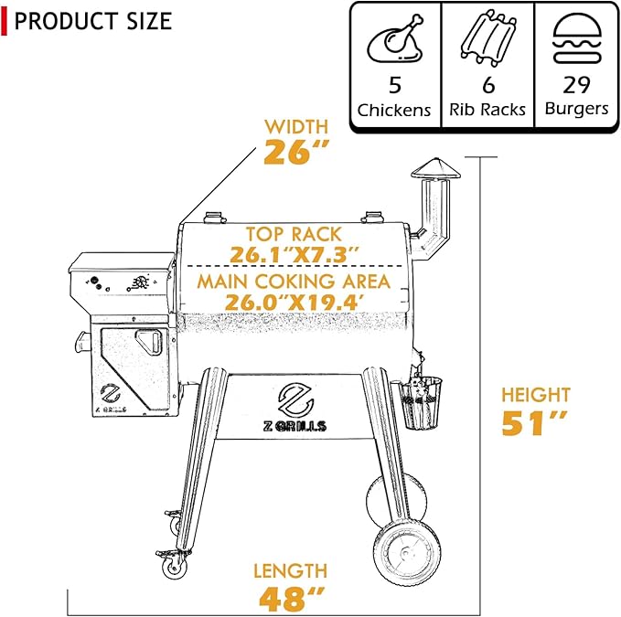 Z GRILLS Upgrade 8 in 1 Wood Pellet Grill & Smoker for Outdoor Cooking, BBQ Grill with PID 2.1 Controller, LCD Screen, 697 sq, Meat Probes, Rain Cover