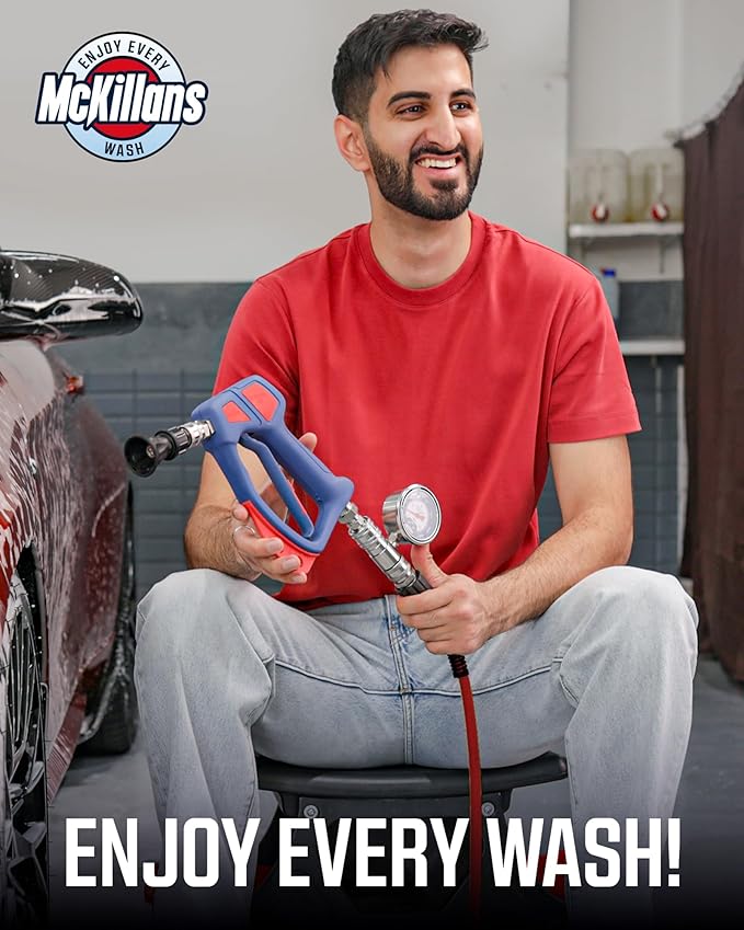 McKillans 40 Degree Pressure Washer Nozzle - Stainless Steel, High-Efficiency Cleaning, Durable Nozzle Guard with Rubberized Protection (4.0 Orifice)