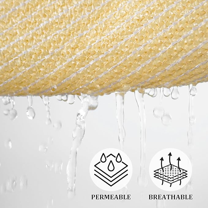 Shade&Beyond Rectangular Breathable UV Block Sun Shade Sail Outdoor Covering Cloth for Deck, Backyard, Pool, 16'x20', Beige (Customized Available)