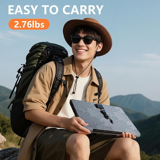 HOWEASY 88.8Wh Solar Generator, Portable Power Station with 30W Solar Panel, 150W Peak Power Bank with 110V AC Outlet for Camping, Home, Outdoor Emergency