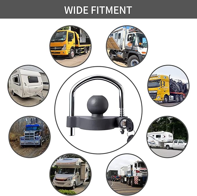 METOWARE Keyed Alike Trailer Coupler Lock Universal Adjustable Steel Trailer Hitch Lock, Anti Theft Trailer Ball Lock Towing Lock for Towing Trailer Security Fits 1-7/8",2”, 2-5/16" Coupler 2 Pack