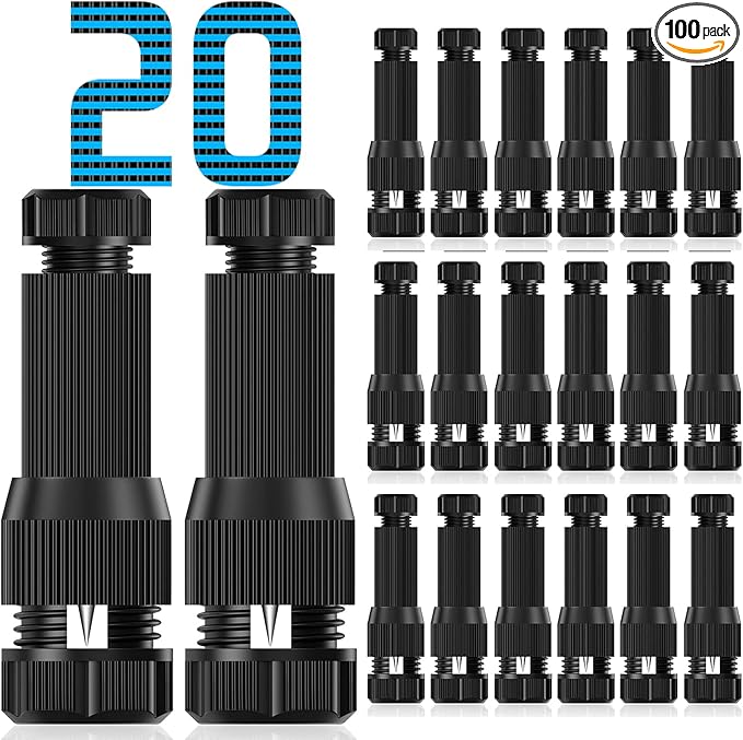 20 Pack Low Voltage Landscape Light Wire Connector Outdoor 14-20 Gauge Cable Connectors for Landscape Path Lights Work with Malibu Paradise Moonrays and More