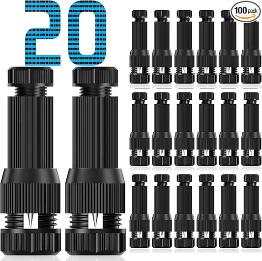 20 Pack Low Voltage Landscape Light Wire Connector Outdoor 14-20 Gauge Cable Connectors for Landscape Path Lights Work with Malibu Paradise Moonrays and More