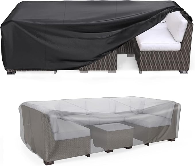 Mrrihand Patio Furniture Set Cover Waterproof, Outdoor Sectional Sofa Set Cover Heavy Duty 600D Table and Chair Set Cover 76" L×76" W×28" H